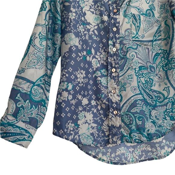 Coldwater Creek Boho Paisley Silk Long Sleeve Blouse Petite Medium - Picture 2 of 7